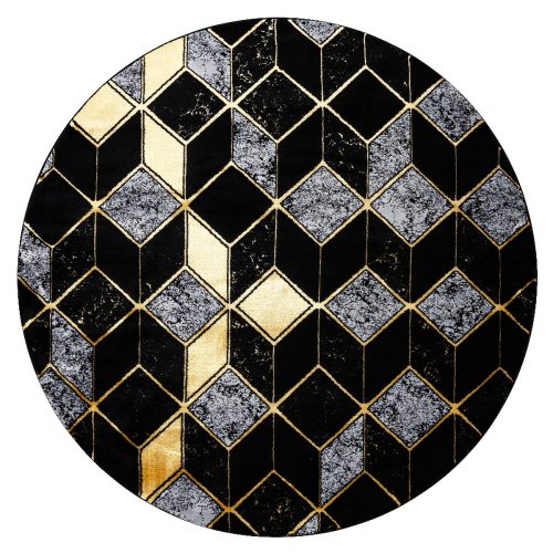 Kusový koberec Gloss 400B 86 3D geometric black/gold kruh-200x200 (průměr) kruh