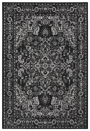 Kusový orientální koberec Flatweave 104807 Black/Cream-200x290