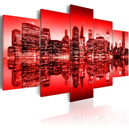 Obraz - Red glow over New York - 5 pieces
